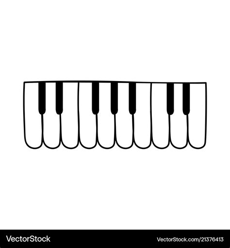 Flat piano keyboard silhouette icon Royalty Free Vector