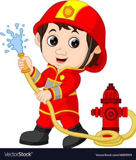 Firefighter cartoon vector image on | Desenho bombeiro, Bombeiro, Festa de bombeiro