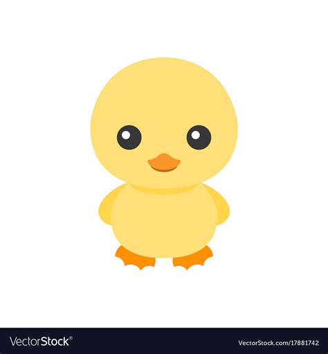 Cute little yellow duck character Royalty Free Vector Image