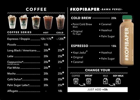 Menu at Point Coffee, Sungai Danau, Jl. Karya Bersama