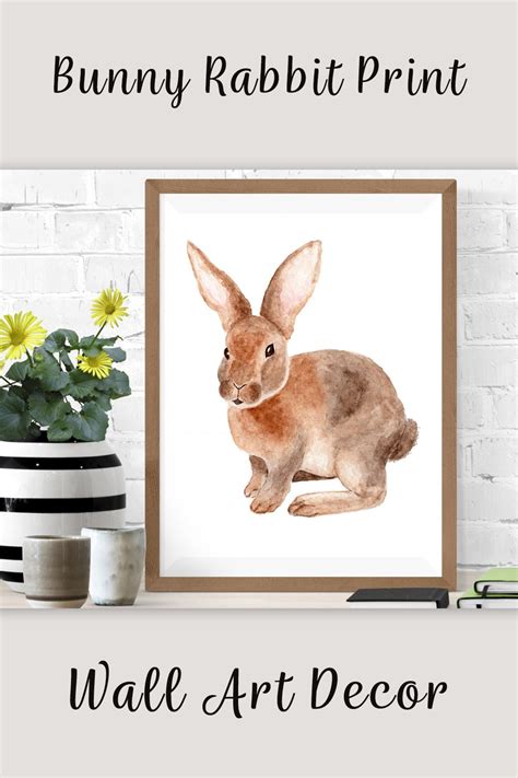 Watercolor Bunny Rabbit Print, Nursery Wall Art Decor