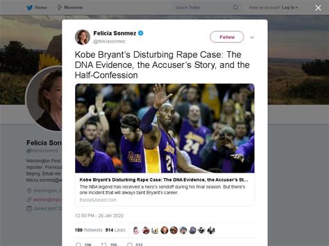 Felicia Sonmez, Washington Post 'journalist', pisses on Kobe Bryant's ...