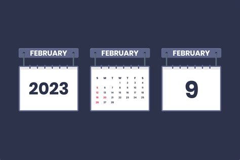 9 February 2023 calendar icon for schedule, appointment, important date ...