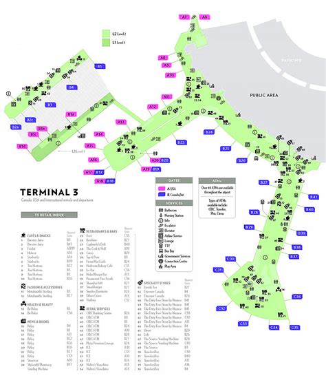 Terminal 3 Toronto Pearson Airport YYZ Gate Map