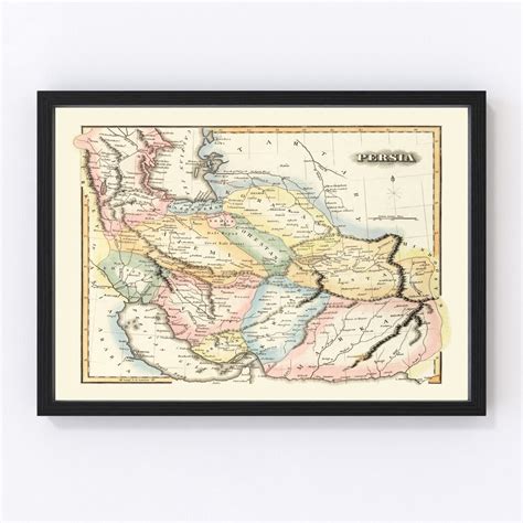 Persia Map 1823 Old Map of Persia Art Print Framed Wall Art Vintage ...