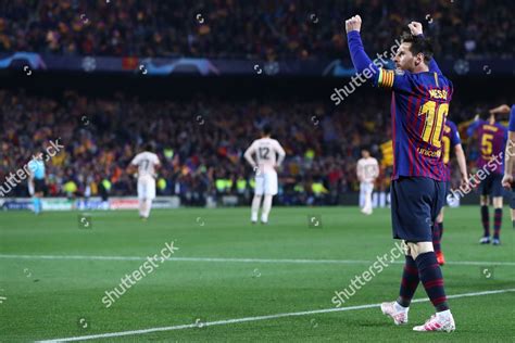 Lionel Messi Barcelona Celebrates Scoring Goal Editorial Stock Photo ...