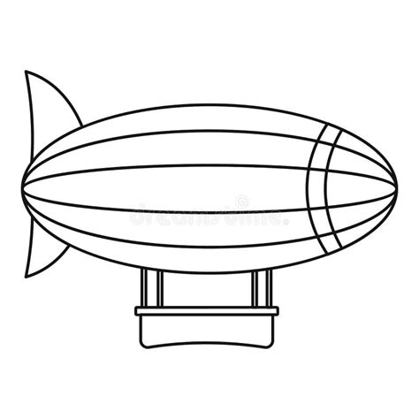 Blimp Aircraft Flying Icon, Outline Style Stock Vector - Illustration ...