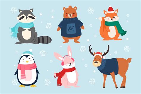 Winter And Christmas Animals Collection 15506505 Vector Art at Vecteezy