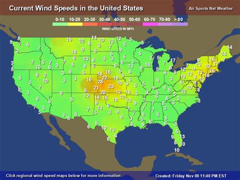 Wind Speed Map for the United States