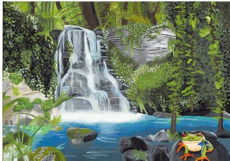 Tropical Rainforest Waterfall Drawing