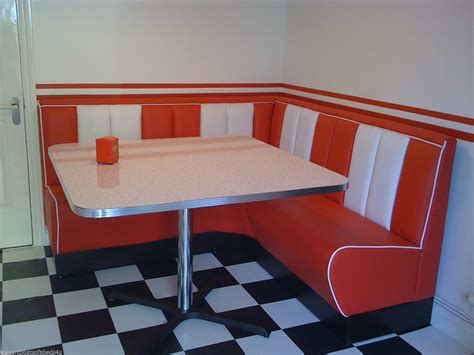 50S Diner Kitchen / 150cm Retro 50s Diner Furniture Kitchen Table Restaurant Bench Booth Seating ...