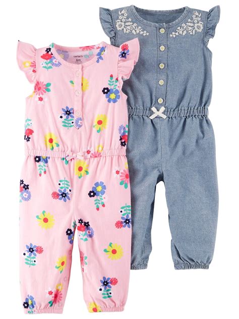 Carter's - Carters Baby Girl One Piece Rompers, 2-p - Walmart.com