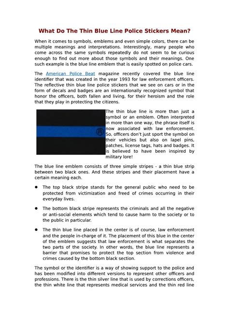 What do the thin blue line police stickers mean by peterabel - Issuu