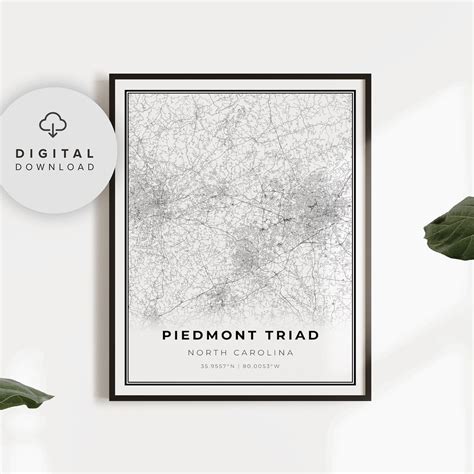 Piedmont Triad Map Print North Carolina NC USA Map Art - Etsy