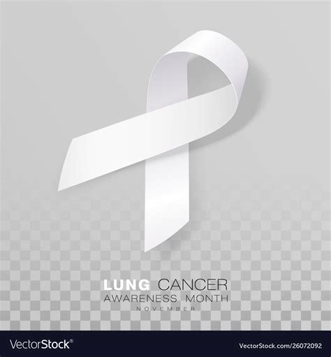 Lung cancer awareness month white color ribbon Vector Image