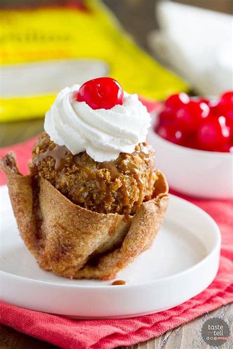 Fried Ice Cream Recipe with Cinnamon Sugar Tortilla Bowls - Taste and Tell