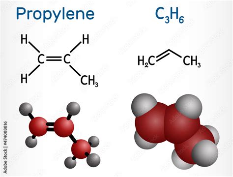 Propene, propylene molecule. It is simplest member of the alkene class of hydrocarbons ...