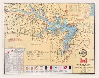 Kerr Lake Map - Etsy