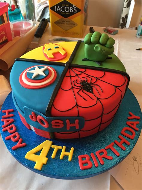 Avengers Cake - Victoria sponge with jam & buttercream. Iced in fondant | Avengers birthday ...