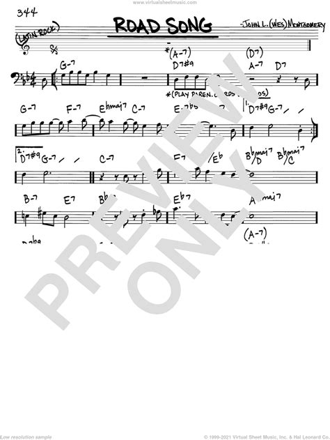 Montgomery - Road Song sheet music (real book - melody and chords) (bass clef)