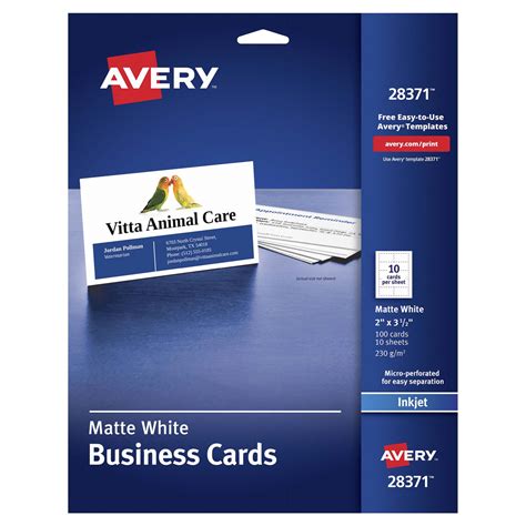 Avery Business Cards for Inkjet Printers 28371, Matte White 100 ct | Shipt