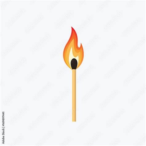 Burning Match Stick Illustration. Match With Fire Stock Vector | Adobe ...