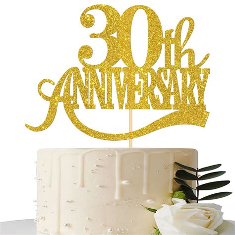 Buy Gold Glitter 30th Anniversary Cake Topper - for 30th Wedding ...