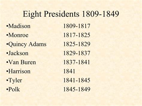 Eight Presidents 1809-1849