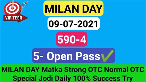 Milan day 17/07/2021 | Milan Chart | Today Single Jodi | Milan day Panel | Milan Single Jodi ...