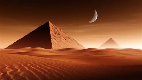 Pyramid Desert Moon Night 4K #8850f Wallpaper PC Desktop