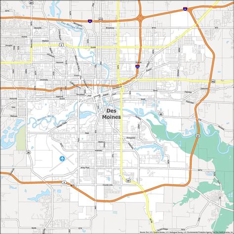 Des Moines Map, Iowa - GIS Geography