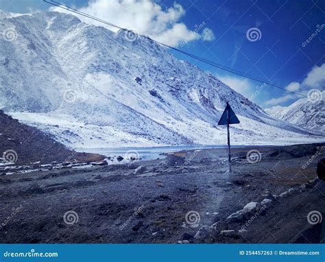 Snow Mountain Leh-ladakh Landscape Blue Sky Stock Image - Image of ...