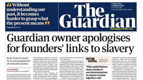 The Guardian slavery British newspaper apologises for founder’s links ...