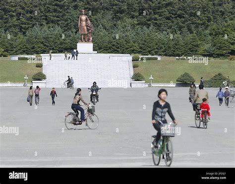 HOERYONG, North Korea - A statue (back) of Kim Jong Suk, the mother of ...