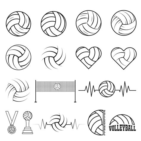 Volleyball Line Art Bundle, Volleyball Vector Bundle, Volleyball ...