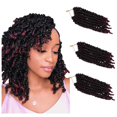 3 Packs Short Spring Pre-twisted Braids Synthetic Crochet Hair Extensions 10" Ombre Crochet ...