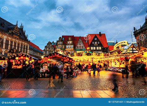 Christmas Market at Marktplatz in Bremen, Germany Editorial Photo - Image of night, attraction ...