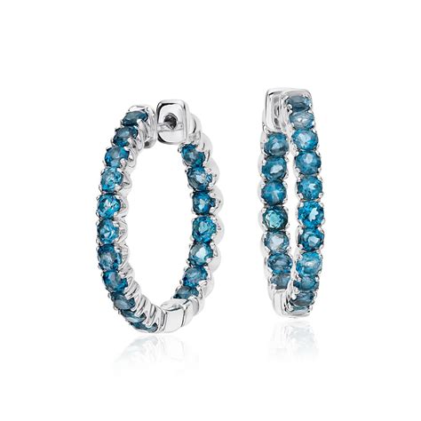 London Blue Topaz Hoop Earrings in Sterling Silver (2.5mm) | Blue Nile