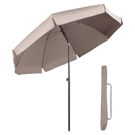 7 Feet Beach Umbrella With Tilt Mechanism Carrying Case Beige/Taupe ...