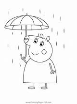 Pig Rain Coloring Page For Kids  Free Peppa Printable sketch template