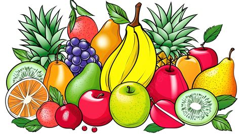 Bunch Of Fruits And Vegetables In This Drawing Background, Fruit Picture To Color, Fruit ...