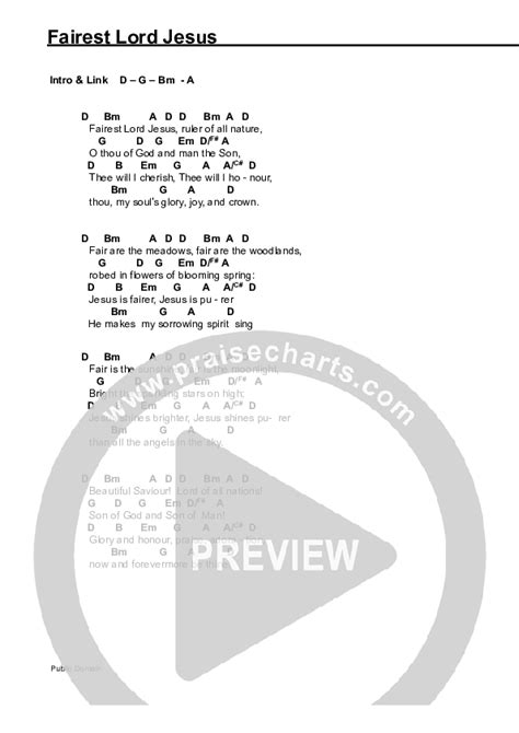 Fairest Lord Jesus Chords PDF (Harmony Smith) - PraiseCharts