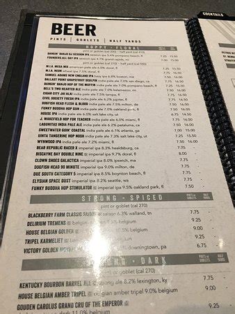 Yard House Beer List