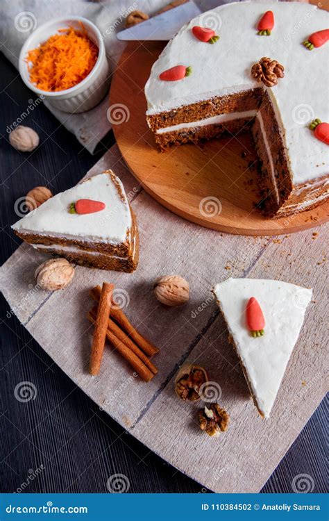 Carrot cake with walnuts stock photo. Image of bake - 110384502