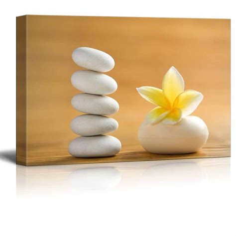 Wall26 Canvas Prints Wall Art - Zen Stones with Blooming White Plumeria | Modern Wall Decor/Home ...