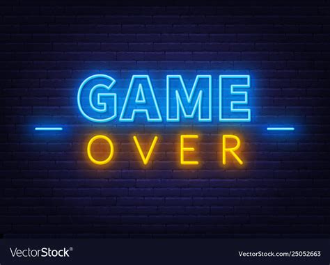 Neon game over sign on brick wall background Vector Image