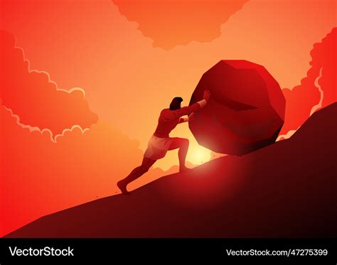 Greek mythology sisyphus rolling the enormous Vector Image