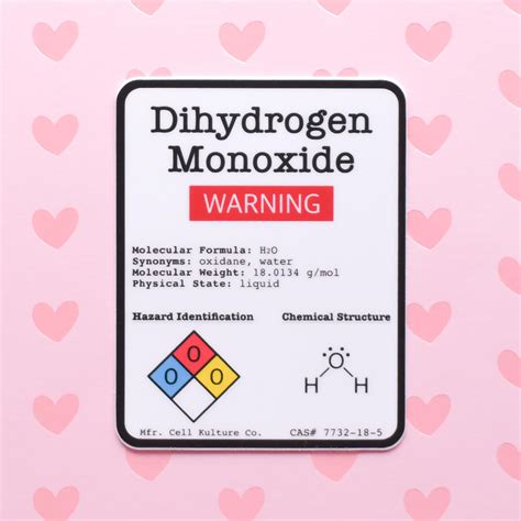 Dihydrogen Monoxide water H2O Warning Label Vinyl Science - Etsy Ireland