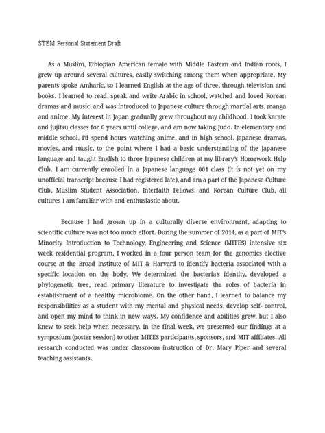 stem personal statement draft | Japan | Science