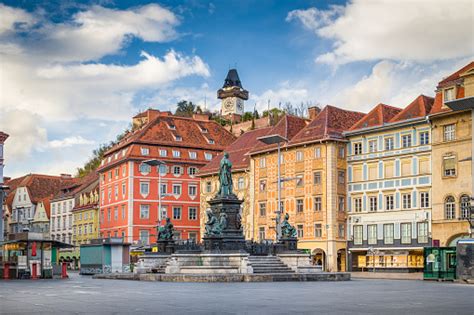 Historic City Of Graz With Main Square Styria Austria Stock Photo - Download Image Now - iStock